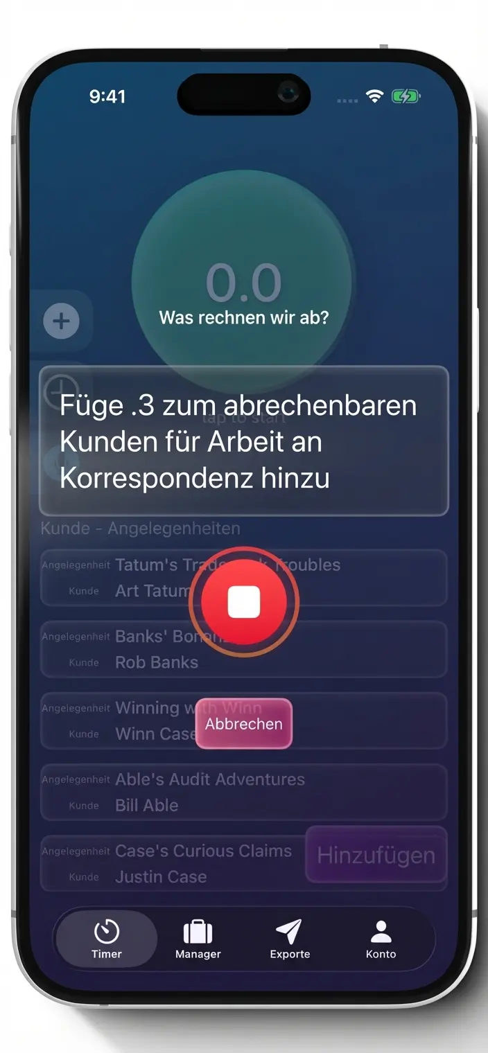 Tenths KI Sprache-zu-Eintrag Transkription