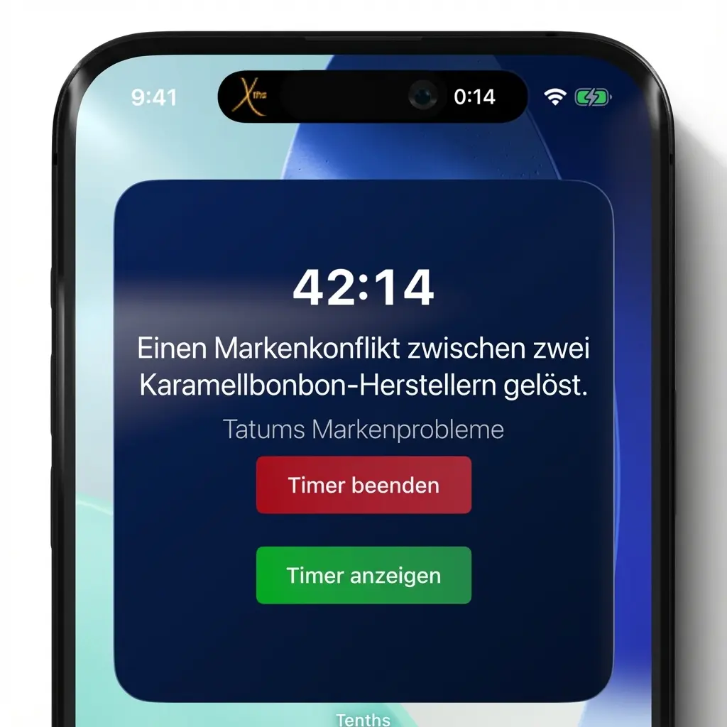 Tenths Dynamic Island und Live Activity Widget zeigt Timer