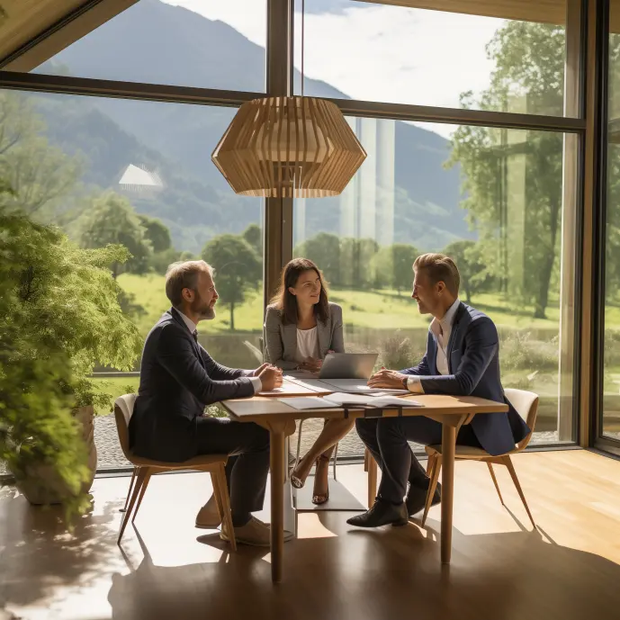 a male financial advisor with a couple discussing plans
